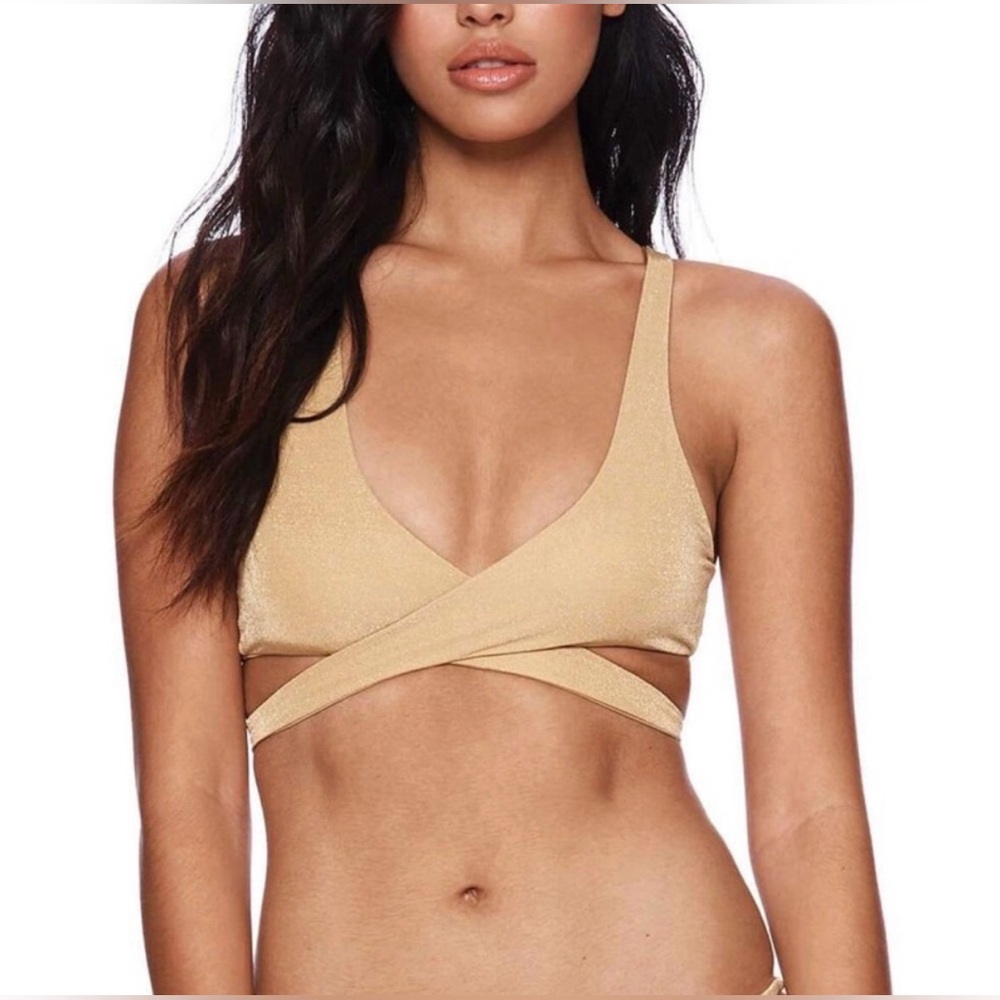 ✨Beach Bunny Gold Skylar Wrap Top✨